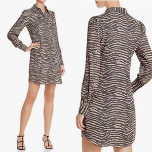 Joie Zebra Shirt Dress Small Long Sleeve Animal Print Casual Fall Chic